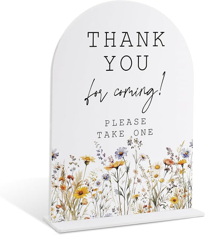 Wedding Signs for Ceremony and Reception, Boho Floral Acrylic Thank You for Coming Sign, Wedding Signage with Stand, Bridal Shower Table Centerpieces, Thank You Party Favors for Engagement Party, 26