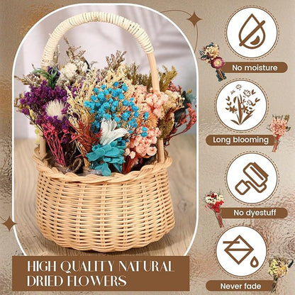Layhit 12 Pack Boho Dried Flower Bouquet Mini Wedding Handmade Dry Flowers Decor for Vase Crafts DIY Photo Boutonniere for Men Floral Plant for Bridesmaid Gift Birthday Decor