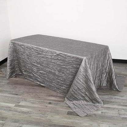 YOUR CHAIR COVERS - 90 x 132 Inch - 6 ft Dark Silver/Platinum Rectangular Crinkle Taffeta Tablecloth – Elegant Table Linen for Banquet Tables, Weddings & Events