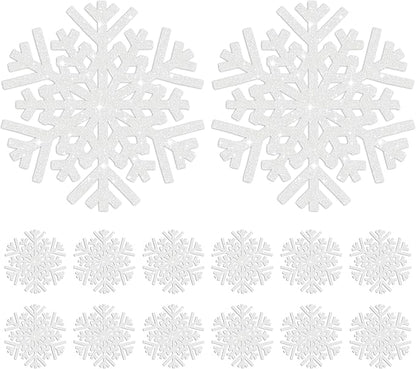 60Pcs Snowflake Paper Placemats Christmas Sliver Glitter Disposable Place Mats Winter Round Sparkle Decorative Table Chargers Xmas Snowflake Decoration for Holiday Festival Dining Tableware