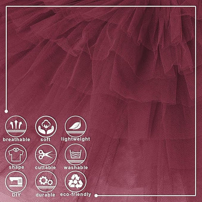 Burgundy Tulle Fabric Roll 6 Inch X 300 FT (100 Yards) Matte Tulle Ribbon Netting Mesh Spool for DIY Tutu Skirt Wedding Bow Gift Wrapping Baby Shower Christmas Party Halloween Decorations