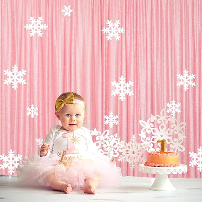 ShinyBeauty Sequin Backdrop 8ftx10ft Baby Pink Sequins Fabric Drapes Sparkle Backdrops for Photoshoot Glitter Curtain for Birthday Party Photography Background