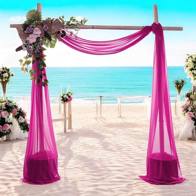 MDS Halloween Chiffon Draping Fabric - 2 Panel, 30" Wide x 30ft Long - Sheer Spooky Arbor & Canopy Drapery for Haunted House Backdrops, Party Ceilings, DIY Costumes & Themed Events - Magenta