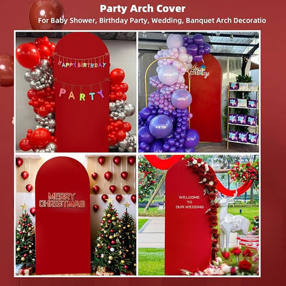 HEMMOTOP Red Arch Cover 7.2 ft (No Arch Backdrop Stand), Spandex Wedding Balloon Stretchy Arch Backdrop for Photo, Party, Ceremony, Birthday, Baby Shower, Anniversary Decoration