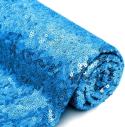 QueenDream Sparkly Sequin Tablecloth - Aqua Blue Table Cloth 50x80 Inches Rectangle Table Overlay Fabric for Birthday Parties Baby Shower Decoration