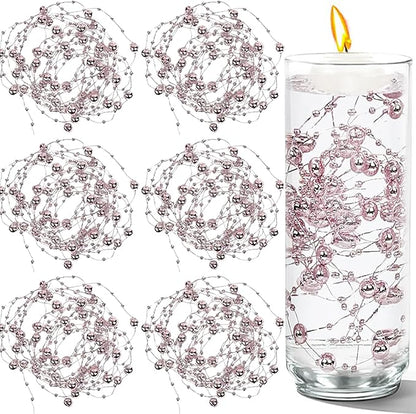 50 PCS Artificial Floating Beads for Centerpieces Vases, Rose Gold 8+3mm String Beads for Wedding Party Faux Pearl String for Decorating, Vase Filler