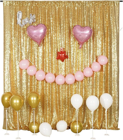 Poise3EHome Gold Sequin Backdrop,8FT x 8FT Sequin Photography Backdrop Curtain for Party Decoration