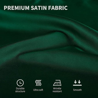 Aneco 16 Pack Square Satin Napkin Bright Silk Table Napkin Soft Smooth Fabric Table Napkin for Wedding Banquet Party Decoration, Forest Green, 17 x 17 Inch