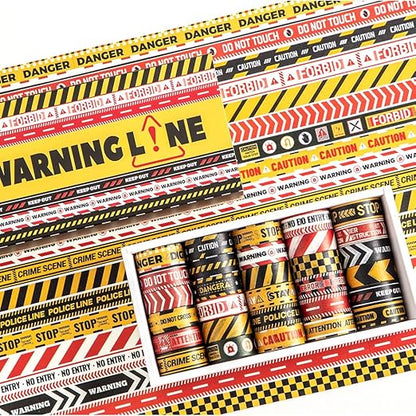 30 Rolls Warning line Theme Washi Tape Set, Writable Decorative Tapes for Scrapbooking, Bible Journaling, Bullet Journaling, 0.6"x79" per Roll