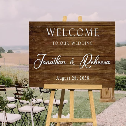 Welcome To Our Wedding Sign, Engagement Party Sign, Stand, Rustic Decorations For Ceremony, Custom Sign
