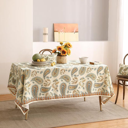 patdrea Designer Vintage French Long Rectangle Table Cloth,Italian Floral Wrinkle Free Farmhouse Tablecloth,Decor Table Cover for Kitchen Dining,Christmas,Tea Party,Thanksgiving,63"x87"-Lysaniya