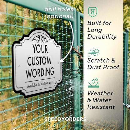 Design 24x18 In Metalic Silver Decorative Outdoor Personalized Aluminum Driveway Signs, Custom Waterproof Made In USA