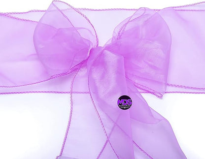 MDS Pack of 125 PCS Organza Chair Sashes Wider Dining Chair Bows Ribbon Tie Back for Wedding Party Birthday Bridal Shower Reception Event Banquet Home Chair Cover Decoration - Light Purple