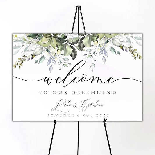 Greenery Wedding Welcome Sign, Rustic Wedding Welcome Sign, Welcome Sign Wedding, Eucalyptus, Watercolor