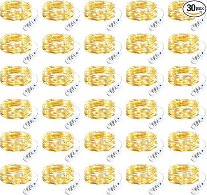 Minetom 30 Pack Fairy Lights Battery Operated String Lights, 8 Modes & Timer, 7ft 20LED Waterproof Silver Wire Twinkle Lights, Firefly Starry Moon Lights for Mason Jars DIY Christmas Wedding