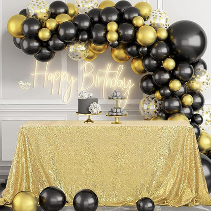 OQSQ Gold Sequin Tablecloth 50x80 inch, Glitter Drape Table Cloth, Sparkle Sequence Table Overlays for Thanksgiving Day Wedding Birthday Party Baby Bridal Shower