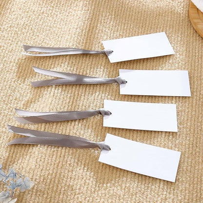 60pcs Wedding Banquet Place Cards for Table Setting.Name Table Cards .Name Cards with Ribbons. Can be Used for Wedding Banquet Table Decoration and Present Tags for Parties (Gray)