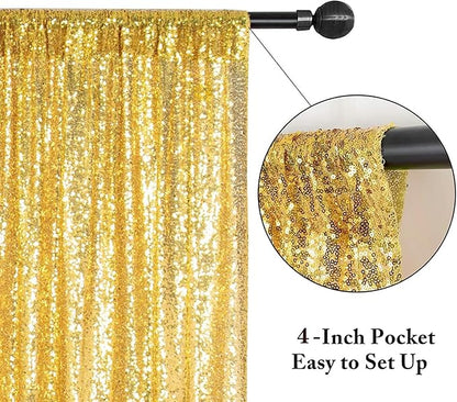Eternal Beauty Gold Sequin Backdrop, 20x10 Ft Glitter Background Curtains for Shimmer Photography Party Wedding Birthday Back Drop Decor
