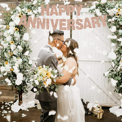 BEISHIDA 116 PCS A-Z Glitter Rose Gold DIY Letter Banner Kit Make Your Own Banner，Including 111 Letters and Numbers 3 Rope and 2 Threading Device,Customized for Birthday Graduation Wedding Party Decor