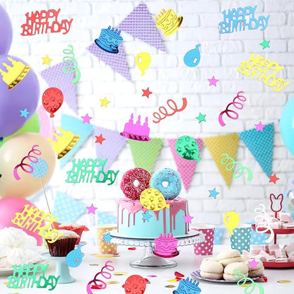 MARFOREVER Happy Birthday Glitter Confetti, Birthday Party Metallic Foil Table Confetti Multicolor Cake Balloon Sprinkles Table Centerpiece for Baby Shower Party Decorations