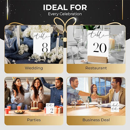 26 Pieces Table Numbers for Wedding Reception, Table Number 1-25 with Head Table Card, Double Sided Contemporary Table Number Design, 4x6" Wedding Table Numbers, Matte Lamination Table Number Cards