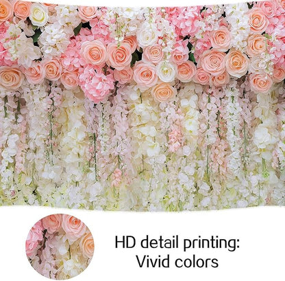 20x10ft Pink Rose Flower Wedding Photography Backdrop Spring Floral Photography Backdrop Valentine's Day Mother's Day Girl Birthday Baby Shower Wedding Bridal Party Banner Photo Booth Props Background