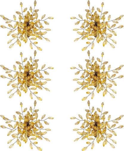 Napkin Rings Set of 6 for Dining Table Decoration Parties Everyday Metal Napkin Holder Leaf Gold (Pack of 6)