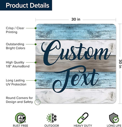 Custom Sign, Custom Street Sign, 11 Font Colors, 13 Font Styles, 4 Hole Options, 22 Sizes, 30x30 Inches, Rust Free DiBound, Fade Resistant, Made in USA by My Sign Center (Coastal)