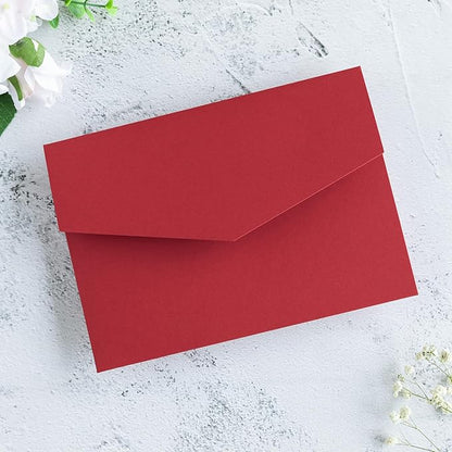 20 PCS Red Tri-fold Laser Cut Wedding Invitation Pockets for 5x7 Wedding Cards Bridal Shower Engagement Quinceanera Invitation