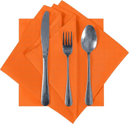 Cloth Napkins 20x20 inch Washable Polyester Dinner Napkins Soft Table Napkins for Wedding Party Dining Banquet(Orange,100PCS)