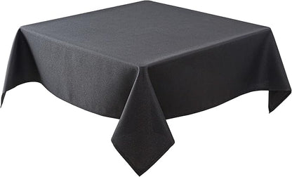 Biscaynebay Textured Fabric Square Tablecloths 54x54 Inch, Black Water Resistant Spill Proof Table Cloth Small Card Folding Table Covers for Dining, Kitchen, Wedding and Parties, Machine Washable