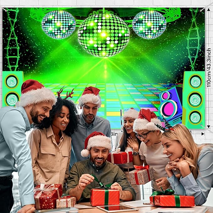 Dance Party Backdrop Retro 80s 90s Theme Stage Dance Ball Music Birthday Party Decoration DJ Photography Background 5 x 3 ft for Baby Shower Picture Photo Shoot Polyester Fabric, Blue