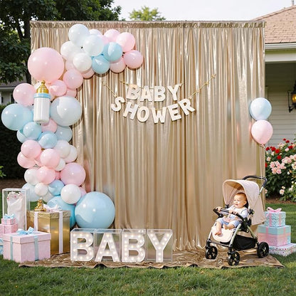 20x10 ft Gliiter Champagne Backdrop Curtain for Parties, Wrinkle Free Thick Fuchsia Sequin Backdrop, 4 Panels 5x10ft Shimmer Photo Backdrop Drapes for Wedding Birthday Photography Background