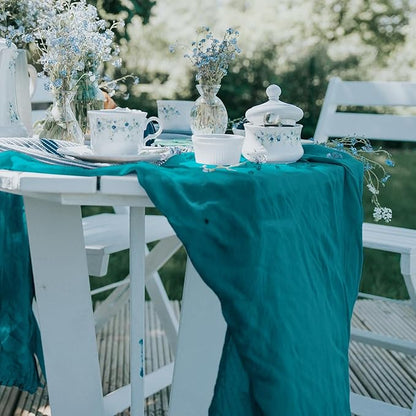 12 Pack Cheesecloth Table Runner, Runner Gauze Boho Wedding Decor Romantic Table Runner for Wedding Birthday Party(35" x 118")(Peacock Blue)
