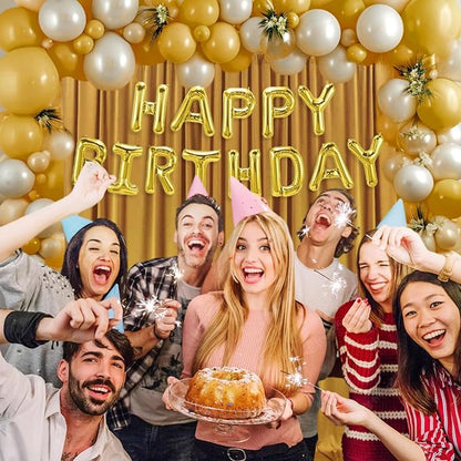 10 x 7 Feet Gold Backdrop Curtain for Partie, Background Curtains for Photoshoot, Birthday, Wedding, Halloween, Thanksgiving, Christmas, New Year Party Decoration 5Ft x 7Ft, 2 Panels