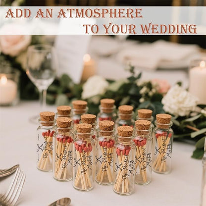 24 Matches Holders Empty Jars with 24 Striker Stickers, Empty Matches in A Jar with Striker DIY Wedding Favors, Candle Holder Containers & Bulk Storage| The Perfect Match Box (0.87x3.15 Inch) (24)