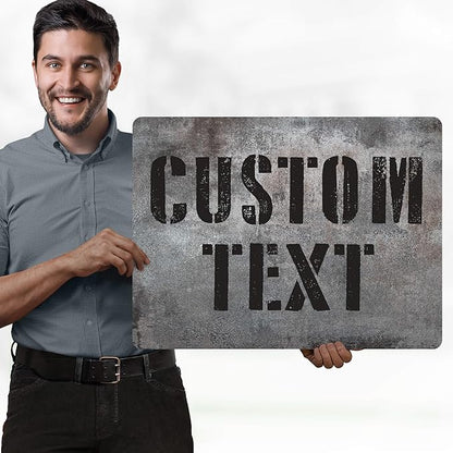 Custom Sign, Custom Street Sign, 11 Font Colors, 13 Font Styles, 4 Hole Options, 22 Sizes, 18x24 Inches, Rust Free DiBound, Fade Resistant, Made in USA by My Sign Center (Grunge Metal)