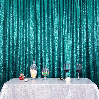 SquarePie Sequin Backdrop Curtain Not See Through Thick Glitter Background for Party 6FT x 8FT Teal
