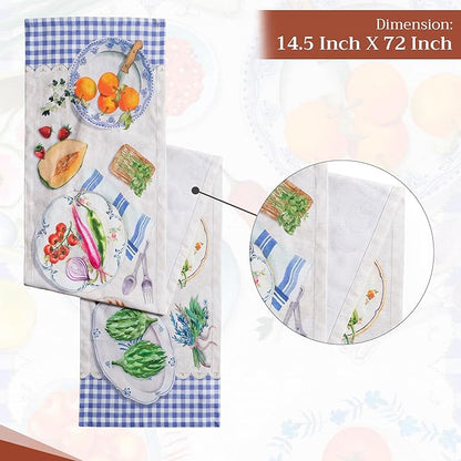 Maison d' Hermine Table runner 100% Cotton Single Layer Table Runners 108 inches long Decorative for Home Kitchen Dining Party Baby Shower Wedding Bridal Shower Spring Summer (Gourmand, 14.50" x 108")