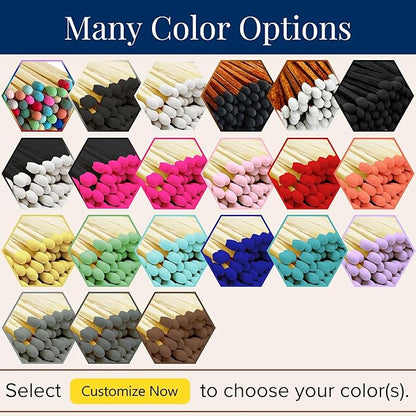 2" Matches in 3 Mini Glass Cloche Jars + Striker Stickers Included | 100 Matchsticks Color of Your Choice | Decorative Safety Matches w/a Dome Glass Holder | Gifts & Home Decor by Thankful Greetings