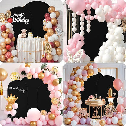 6.6FT Wedding Arch Covers Arch Backdrop Cover Arch Stand Covers Set Arch Cover Spandex Fabric Stretchy Backdrop for Wedding Birthday Party Decoration Baby Shower (Black, Cover Only)