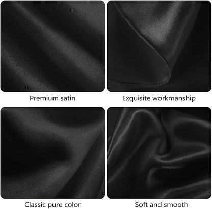 Ruisita 120 Inches Round Satin Tablecloths Black Overlay Round Satin Table Cover Bright Silk Tablecloth Smooth Fabric Tablecloth for Wedding Banquet Table Decoration