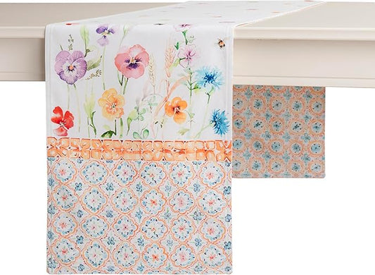 Maison d' Hermine Table Runner 100% Cotton Double Layer Table Runners 108 inches Long Decorative for Home Kitchen Dining Party Wedding Bridal Shower Spring Summer (Summer Whisper , 14.50" x 108")