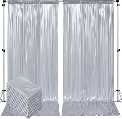 Outpain Thick 40 ft x 10 ft Silver Sequin Backdrop Curtain for Parties, Wrinkle Free Glitter Photo Backdrop Drapes 8 Panels 5x10ft Silver Back Drop Cloth for Wedding Christmas Photography Background