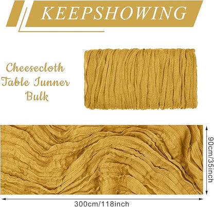 1 Pack Cheesecloth Table Runner 10Ft Christmas Gauze Boho Table Runners for Wedding Decor Bridal Shower Decorations Baby Shower Party(35" x 120")