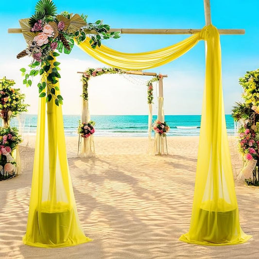 MDS Halloween Chiffon Draping Fabric - 1 Panel, 30" Wide x 30ft Long - Sheer Spooky Arbor & Canopy Drapery for Haunted House Backdrops, Party Ceilings, DIY Costumes & Themed Events - Yellow