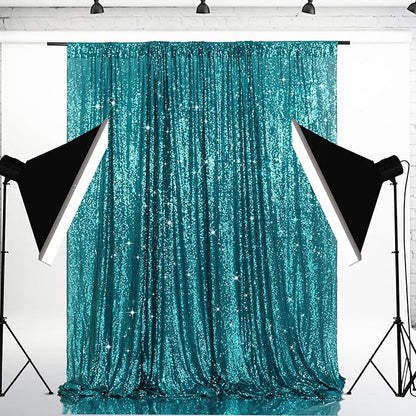 Eternal Beauty Teal Sequin Backdrop, 6x6 Ft Glitter Background Curtains for Shimmer Photography Party Wedding Birthday Back Drop Decor