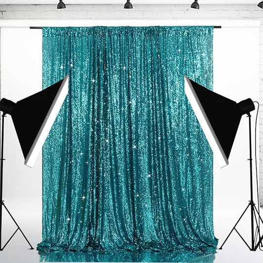 Eternal Beauty Teal Sequin Backdrop, 6x6 Ft Glitter Background Curtains for Shimmer Photography Party Wedding Birthday Back Drop Decor