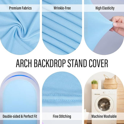 LEBENGURU Upgraded 6FT Wedding Arch Cover, Baby Blue Spandex Fitted Arch Backdrop Cover, Round Top Chiara Stand Covers for Birthday Party Baby Shower Banquet Balloon Décor