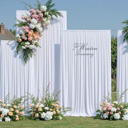 20ftx10ft White Backdrop Curtains for Party Background, Wrinkle Free 4 Panels 5x10ft Silky Polyester Photo Backdrop Drapes Back Drop Cloth for Wedding Birthday Photography Baby Shower Decor